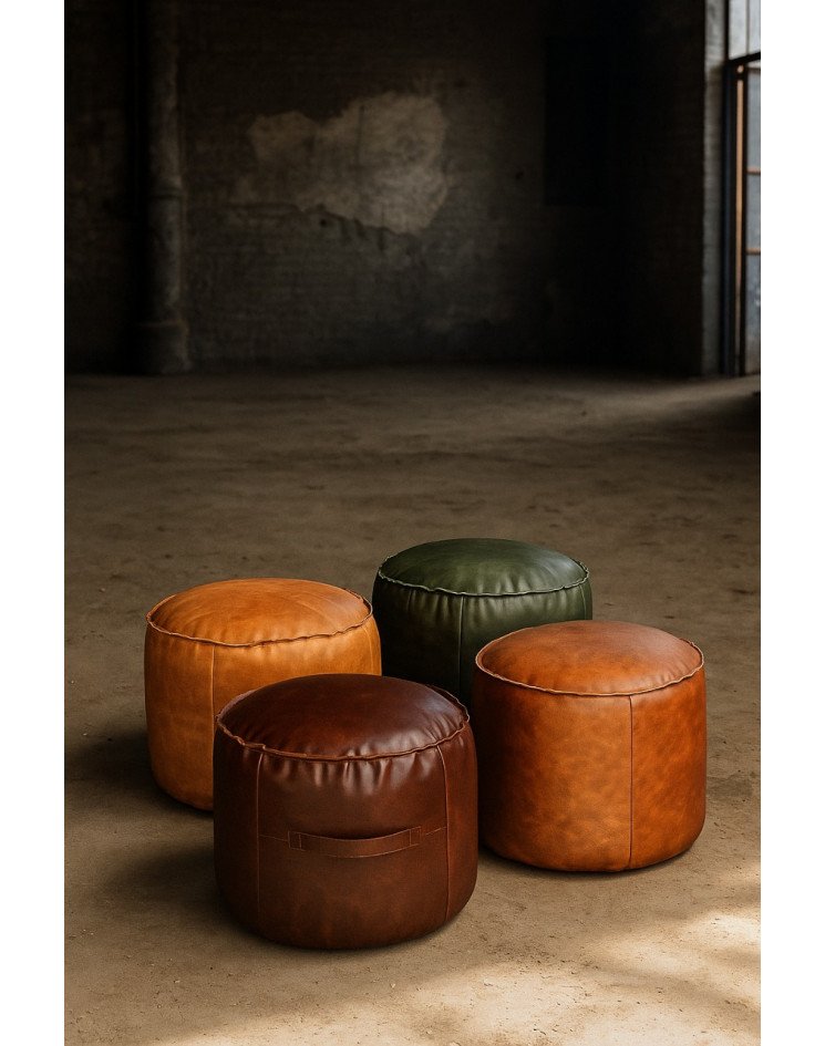 Real Leather Pouf
