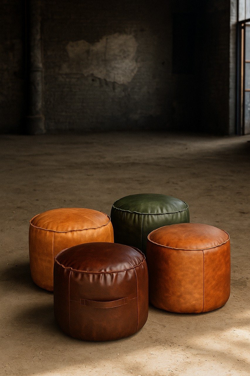 Real Leather Pouf Real Leather Pouf